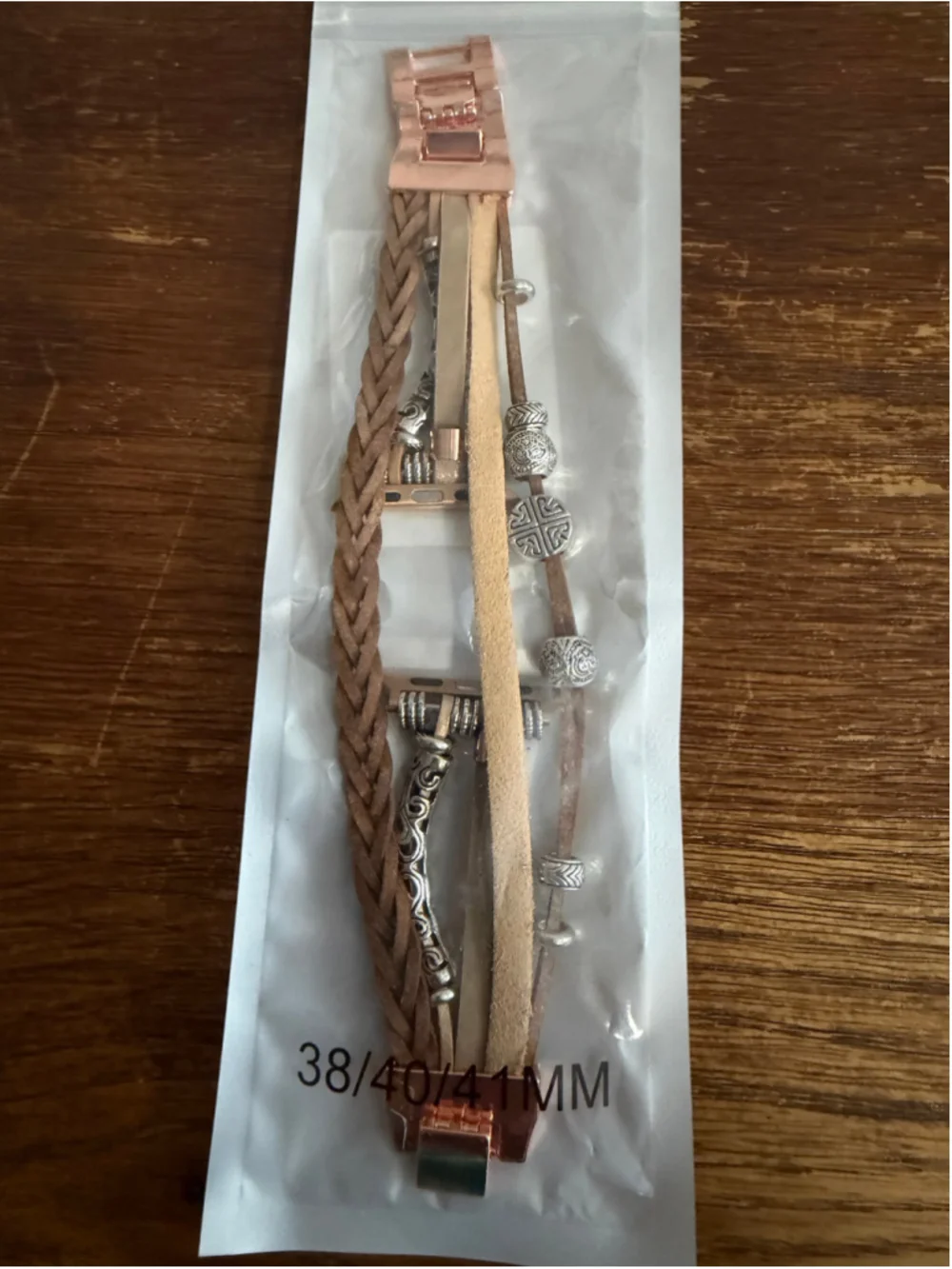 2 Apple Watch Bands 38/40/41mm Boho Brown & Black Gold Rhinestone New